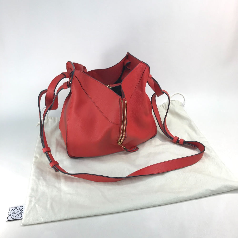 LOEWE Handbag 387.30.N60 leather Red Hammock small logo Women Used Authentic