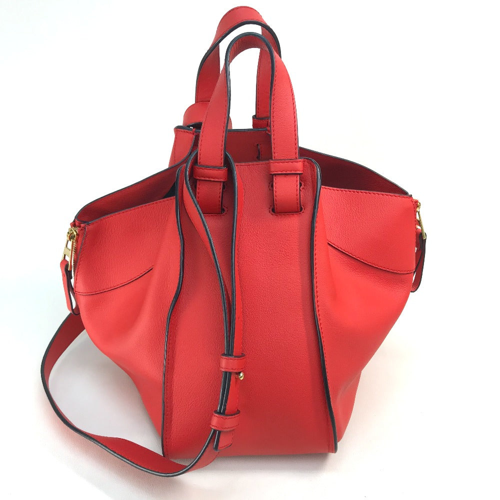 LOEWE Handbag 387.30.N60 leather Red Hammock small logo Women Used Authentic