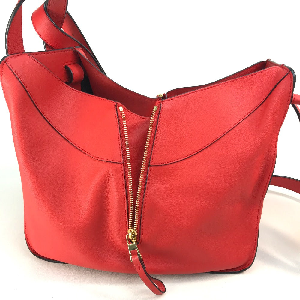 LOEWE Handbag 387.30.N60 leather Red Hammock small logo Women Used Authentic