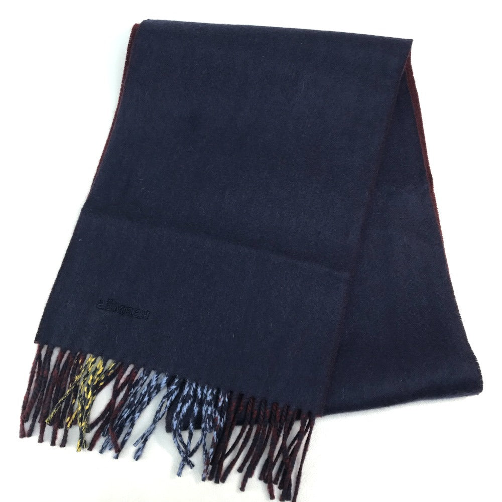 HERMES Scarf cashmere Multicolor / navy Alternate stripe unisex(Unisex) Used Authentic