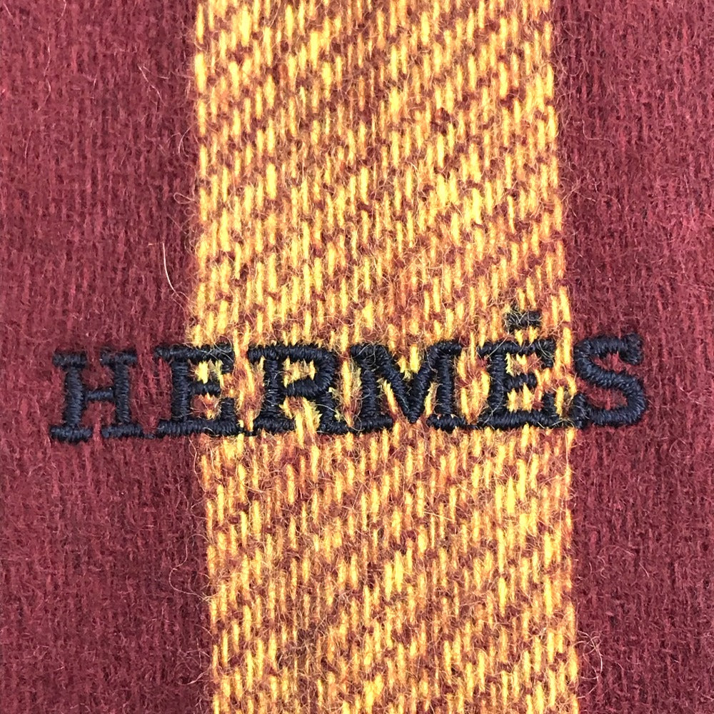 HERMES Scarf cashmere Multicolor / navy Alternate stripe unisex(Unisex) Used Authentic