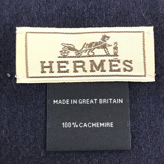 HERMES Scarf cashmere Multicolor / navy Alternate stripe unisex(Unisex) Used Authentic