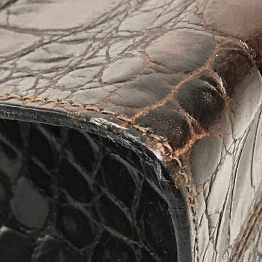 Furla Tote Bag Embossed leather Brown Embossing Women Used Authentic