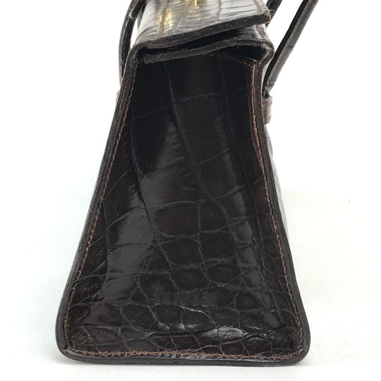 Furla Tote Bag Embossed leather Brown Embossing Women Used Authentic
