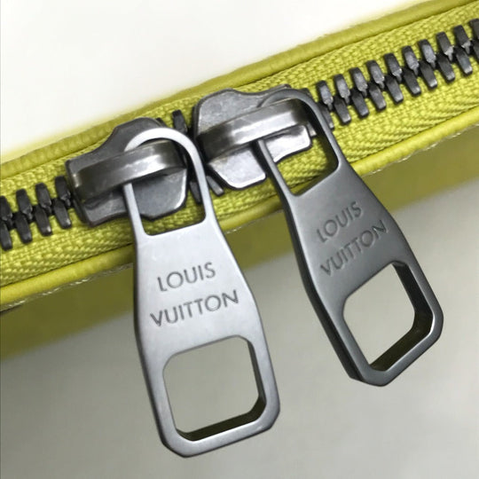 LOUIS VUITTON Business bag N41391 Damier Anfini Leather yellow Damier Anfini Porte Documan Jules mens Used Authentic