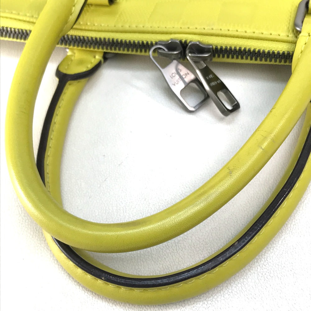 LOUIS VUITTON Business bag N41391 Damier Anfini Leather yellow Damier Anfini Porte Documan Jules mens Used Authentic