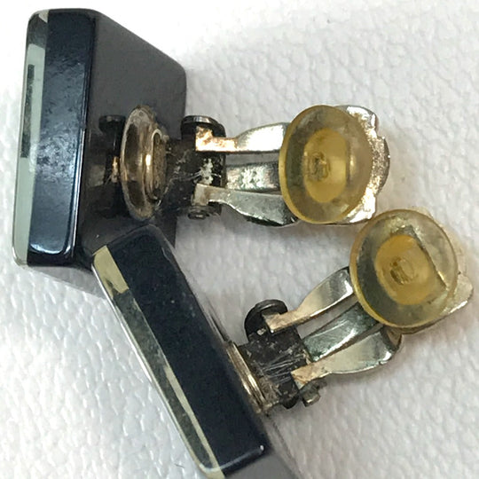 CHANEL Earring plastic Light blue CC COCO Mark Square Coco
