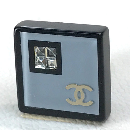 CHANEL Earring plastic Light blue CC COCO Mark Square Coco