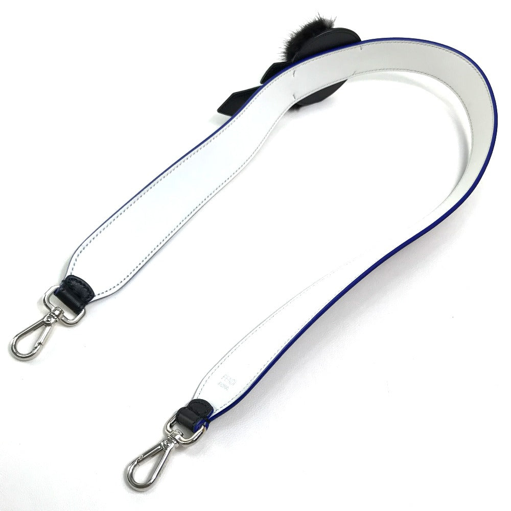 FENDI Shoulder strap 8AV0775R7F0X93 leather Black x white x blue With fur Strap Yukarito Women Used Authentic