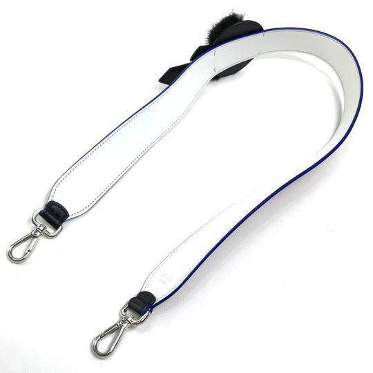 FENDI Shoulder strap 8AV0775R7F0X93 leather Black x white x blue With fur Strap Yukarito Women Used Authentic