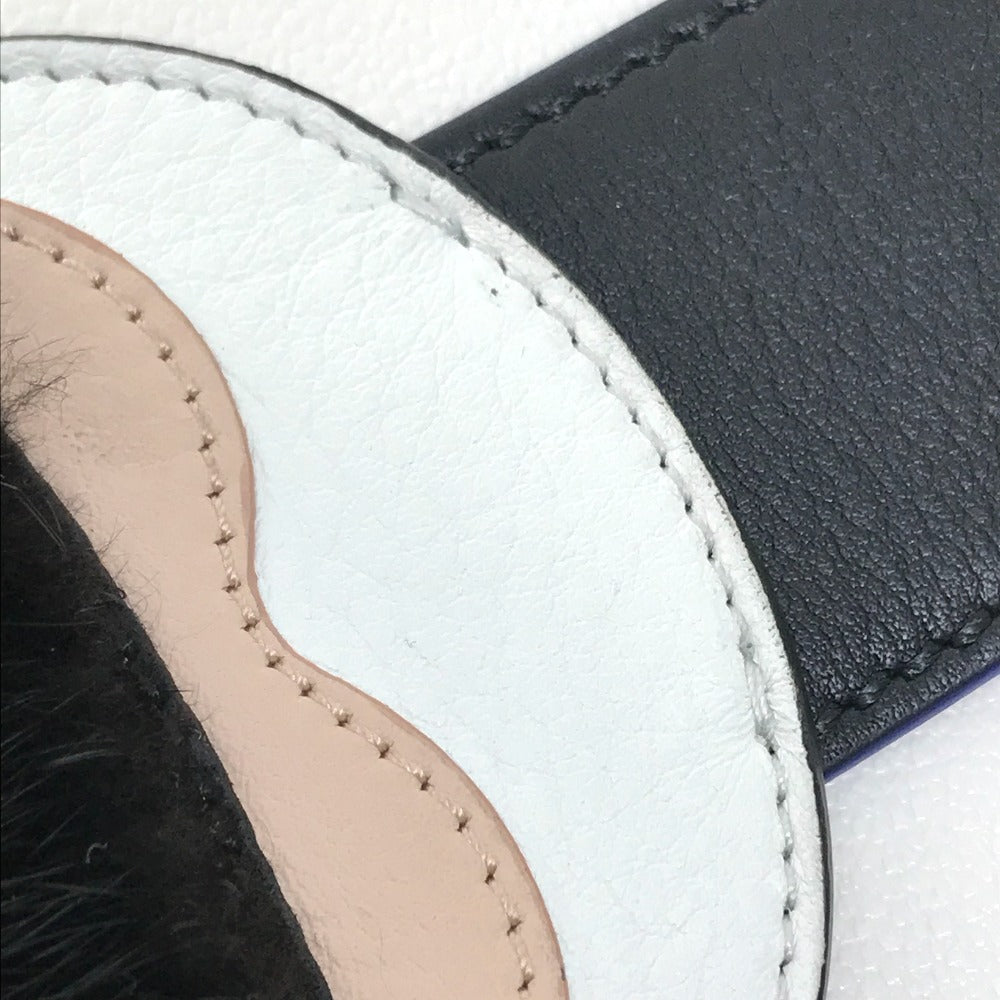 FENDI Shoulder strap 8AV0775R7F0X93 leather Black x white x blue With fur Strap Yukarito Women Used Authentic