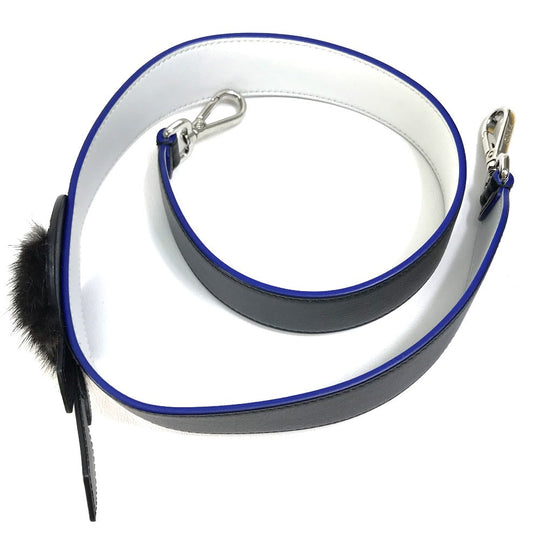 FENDI Shoulder strap 8AV0775R7F0X93 leather Black x white x blue With fur Strap Yukarito Women Used Authentic