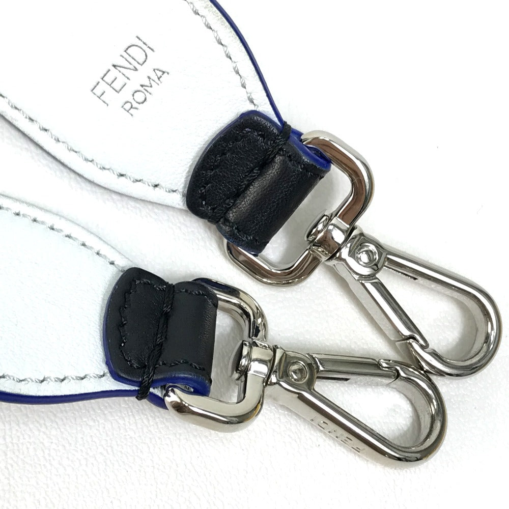 FENDI Shoulder strap 8AV0775R7F0X93 leather Black x white x blue With fur Strap Yukarito Women Used Authentic