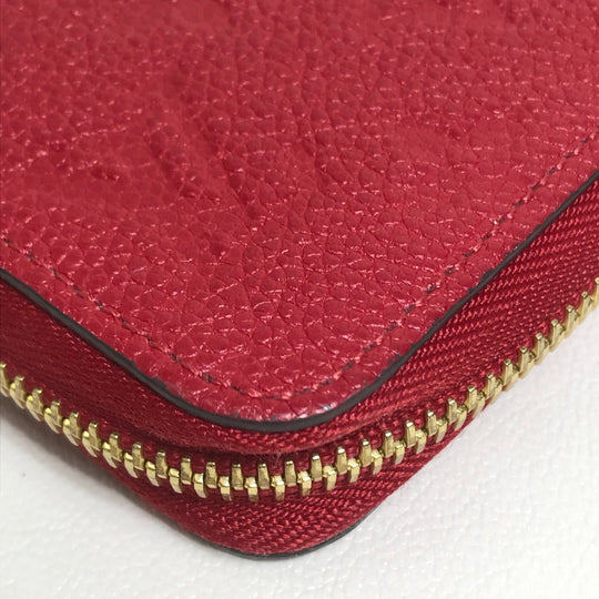 LOUIS VUITTON Long Wallet Purse M68571 Monogram Ann Platt Leather Red Monogram Ann Platt Zippy wallet Women Used Authentic