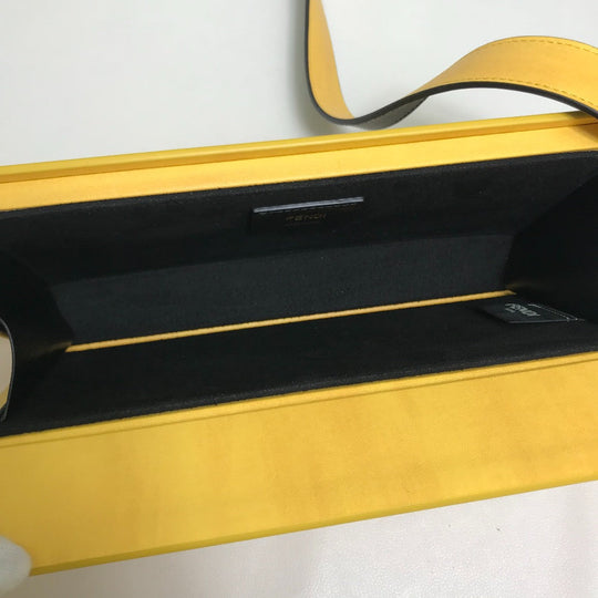 FENDI Shoulder Bag 7VA520 leather Yellow / black logo mens Used Authentic