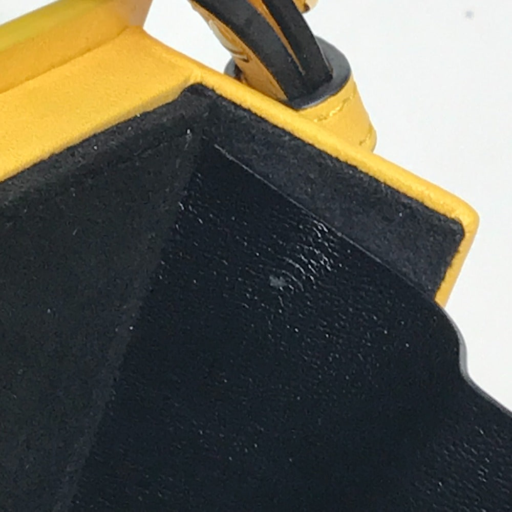 FENDI Shoulder Bag 7VA520 leather Yellow / black logo mens Used Authentic