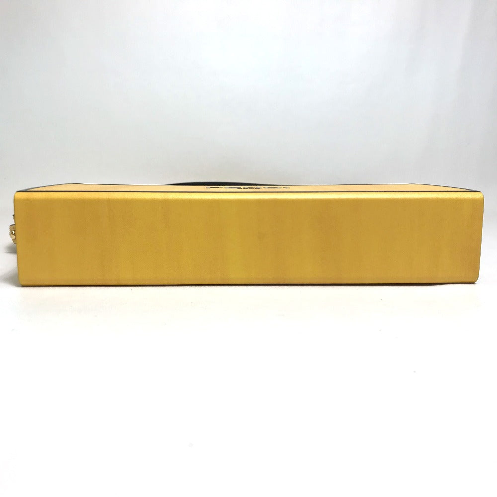 FENDI Shoulder Bag 7VA520 leather Yellow / black logo mens Used Authentic