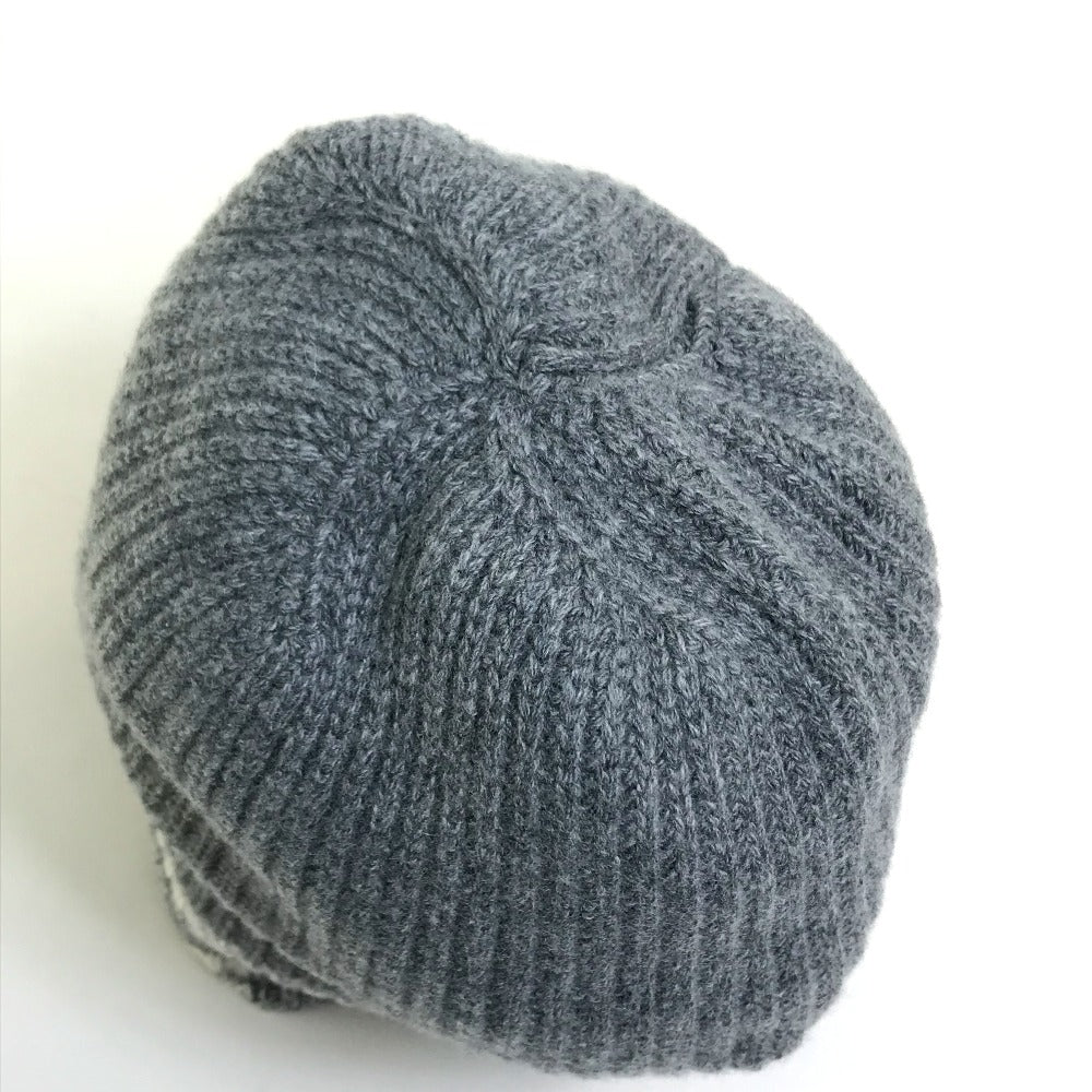 Christian Dior Knit hat Wool / cashmere gray logo D-White Women Used Authentic