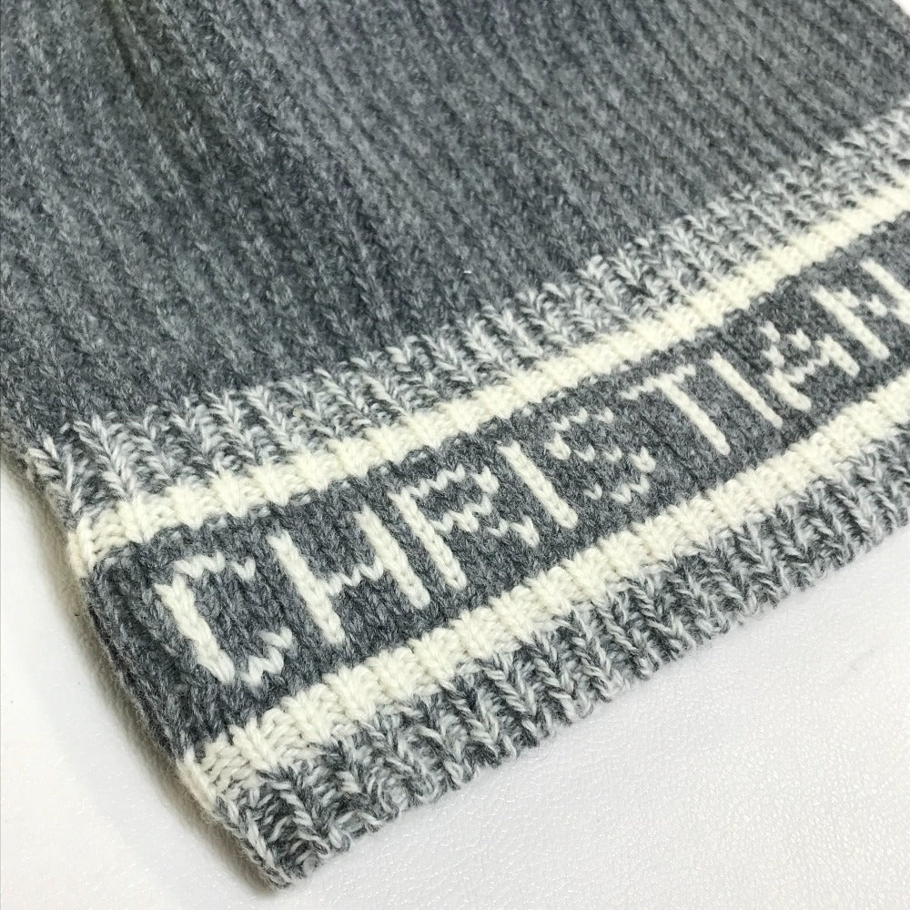 Christian Dior Knit hat Wool / cashmere gray logo D-White Women Used Authentic