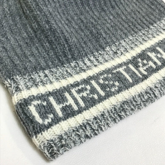 Christian Dior Knit hat Wool / cashmere gray logo D-White Women Used Authentic