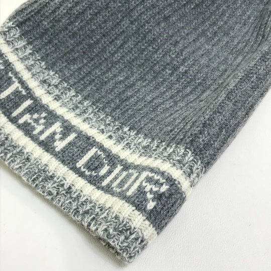 Christian Dior Knit hat Wool / cashmere gray logo D-White Women Used Authentic