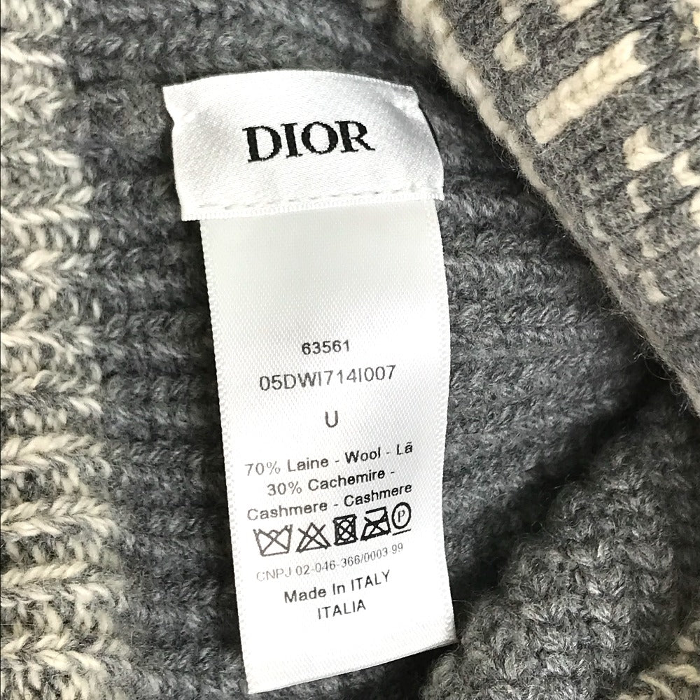 Christian Dior Knit hat Wool / cashmere gray logo D-White Women Used Authentic