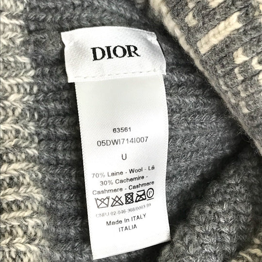 Christian Dior Knit hat Wool / cashmere gray logo D-White Women Used Authentic