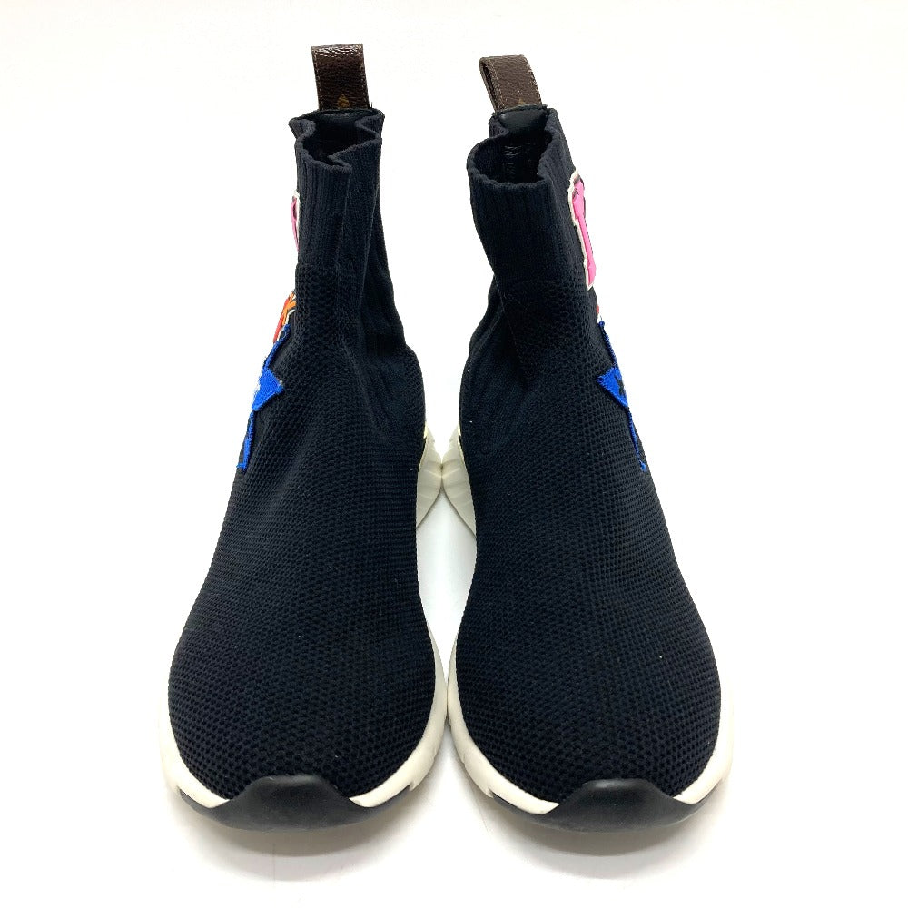 LOUIS VUITTON sneakers Monogram canvas, rubber, stretch textile black Black heart line Logo applique embroidery Women 35 Used Authentic