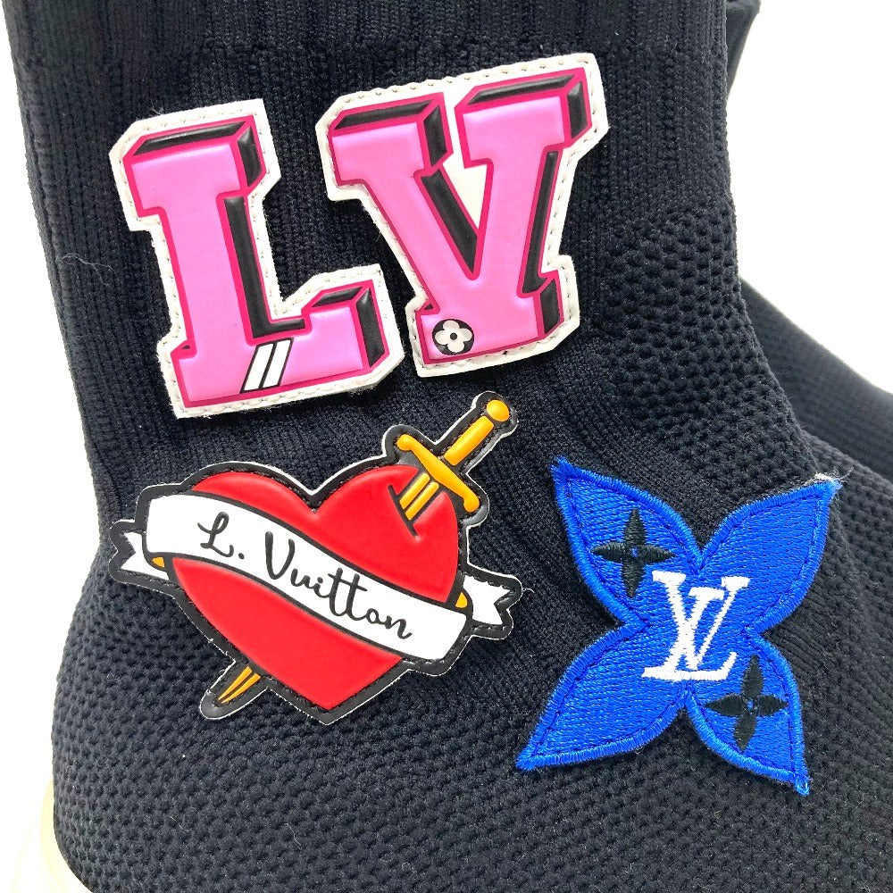 LOUIS VUITTON sneakers Monogram canvas, rubber, stretch textile black Black heart line Logo applique embroidery Women 35 Used Authentic