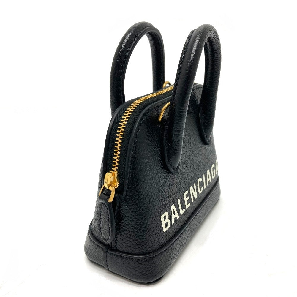 BALENCIAGA Shoulder Bag 639756 leather black logo Villetop Women Used Authentic