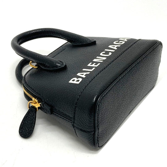 BALENCIAGA Shoulder Bag 639756 leather black logo Villetop Women Used Authentic