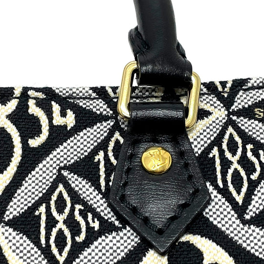 LOUIS VUITTON Handbag M80484 Jacquard Black x blue Monogram Jaguar SINCE 1854 Petit Sac Plat Women Used Authentic