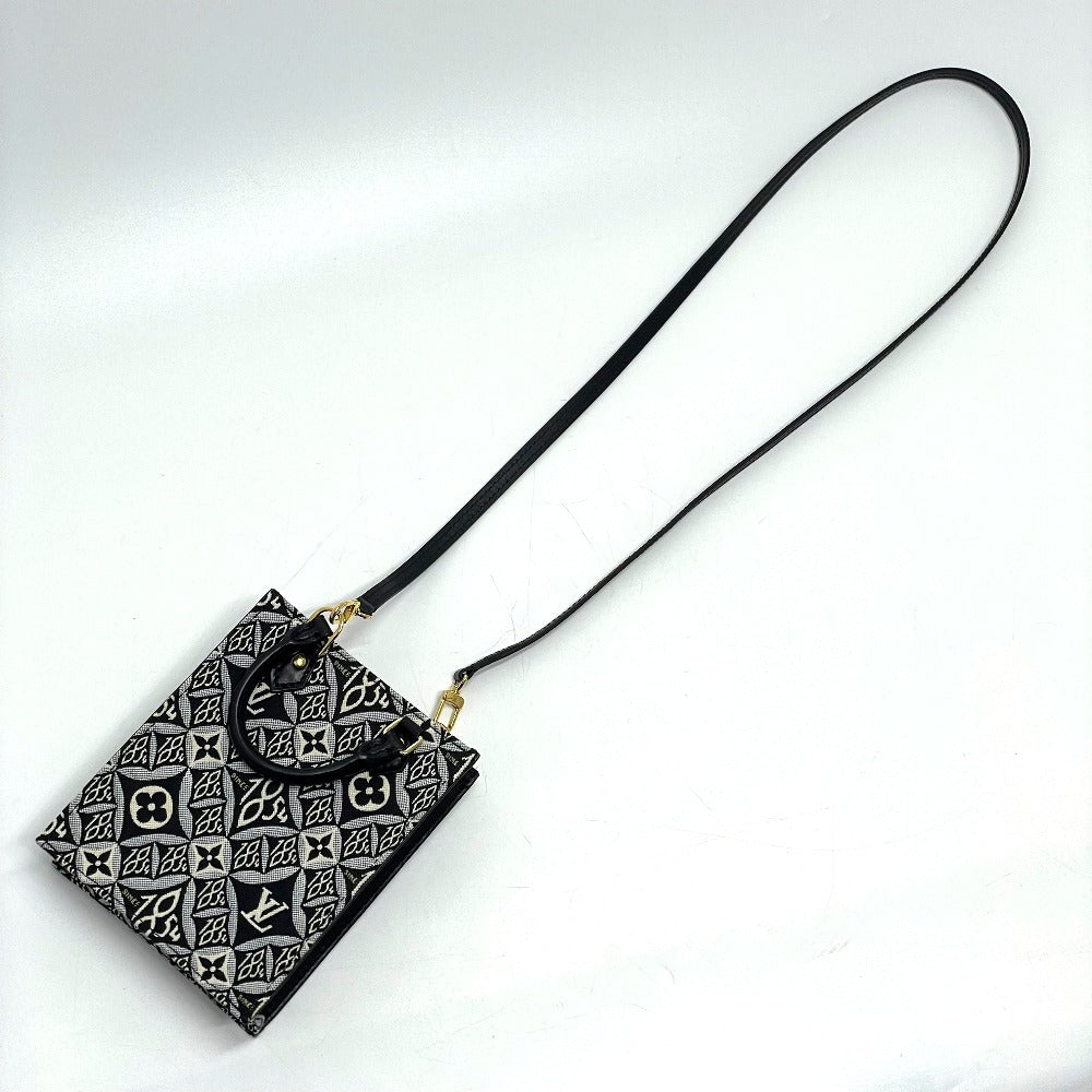 LOUIS VUITTON Handbag M80484 Jacquard Black x blue Monogram Jaguar SINCE 1854 Petit Sac Plat Women Used Authentic