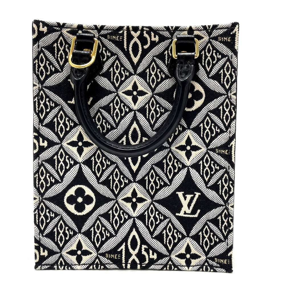 LOUIS VUITTON Handbag M80484 Jacquard Black x blue Monogram Jaguar SINCE 1854 Petit Sac Plat Women Used Authentic