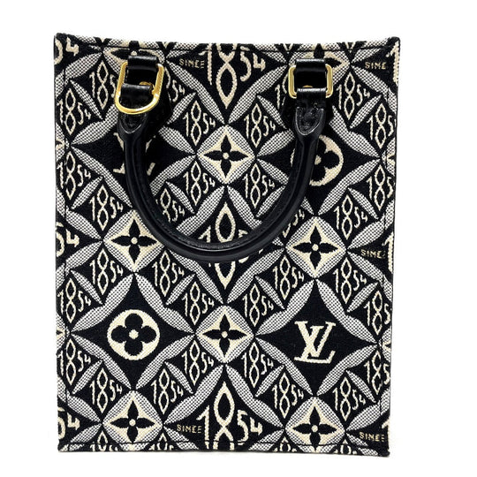 LOUIS VUITTON Handbag M80484 Jacquard Black x blue Monogram Jaguar SINCE 1854 Petit Sac Plat Women Used Authentic