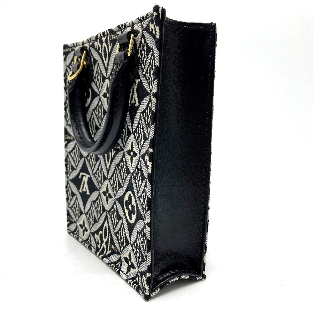 LOUIS VUITTON Handbag M80484 Jacquard Black x blue Monogram Jaguar SINCE 1854 Petit Sac Plat Women Used Authentic