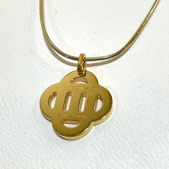 HERMES Necklace SV925 Gold x Blue Chene Dunkle Isatis to Saint Colori Women Used Authentic