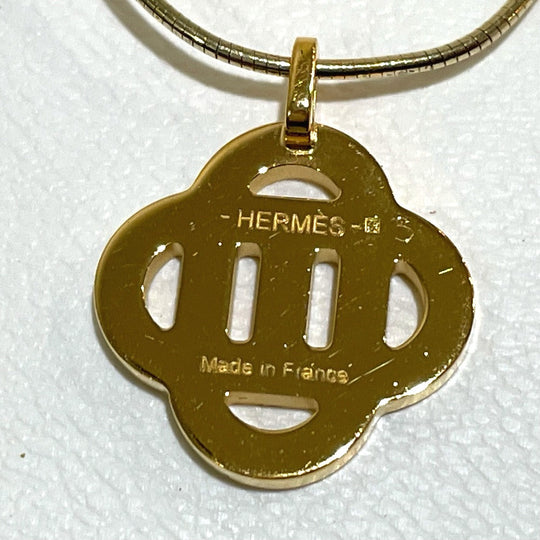 HERMES Necklace SV925 Gold x Blue Chene Dunkle Isatis to Saint Colori Women Used Authentic
