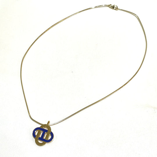 HERMES Necklace SV925 Gold x Blue Chene Dunkle Isatis to Saint Colori Women Used Authentic