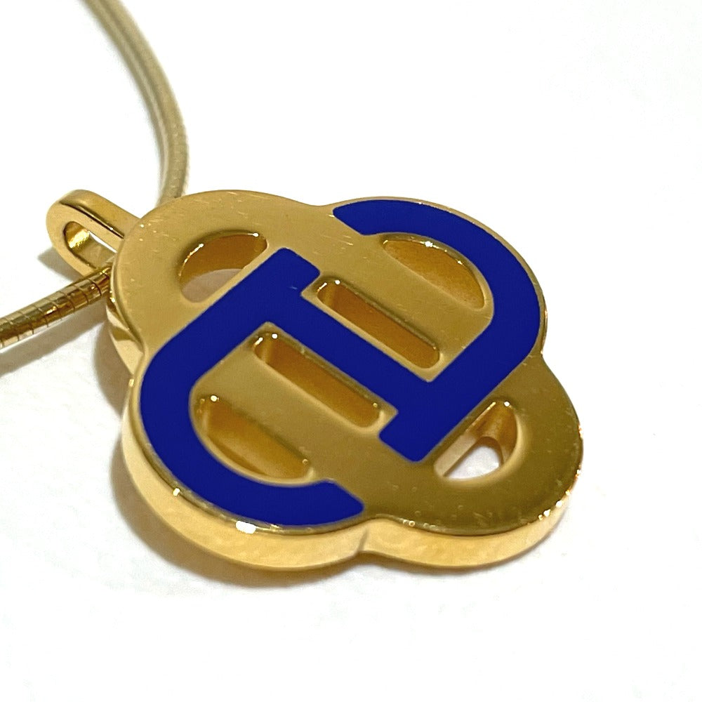HERMES Necklace SV925 Gold x Blue Chene Dunkle Isatis to Saint Colori Women Used Authentic