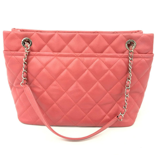 CHANEL Tote Bag A67921 Caviar skin pink CC COCO Mark Matrasse Women Used Authentic