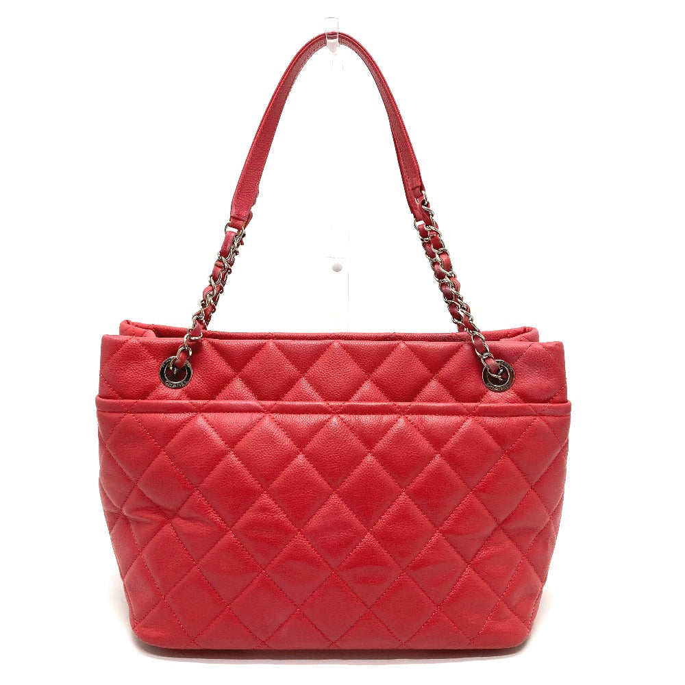 CHANEL Tote Bag A67921 Caviar skin pink CC COCO Mark Matrasse Women Used Authentic