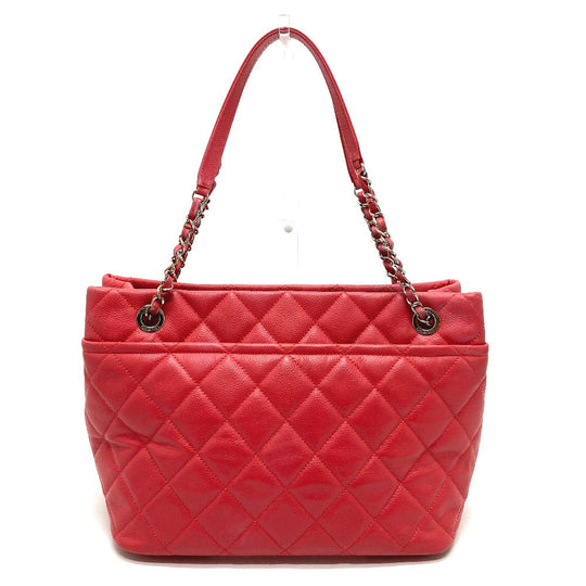 CHANEL Tote Bag A67921 Caviar skin pink CC COCO Mark Matrasse Women Used Authentic