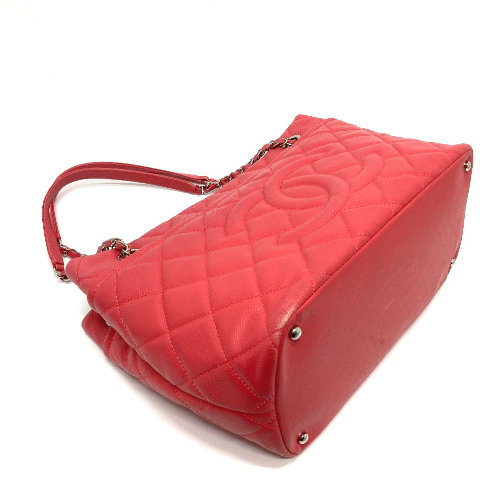 CHANEL Tote Bag A67921 Caviar skin pink CC COCO Mark Matrasse Women Used Authentic