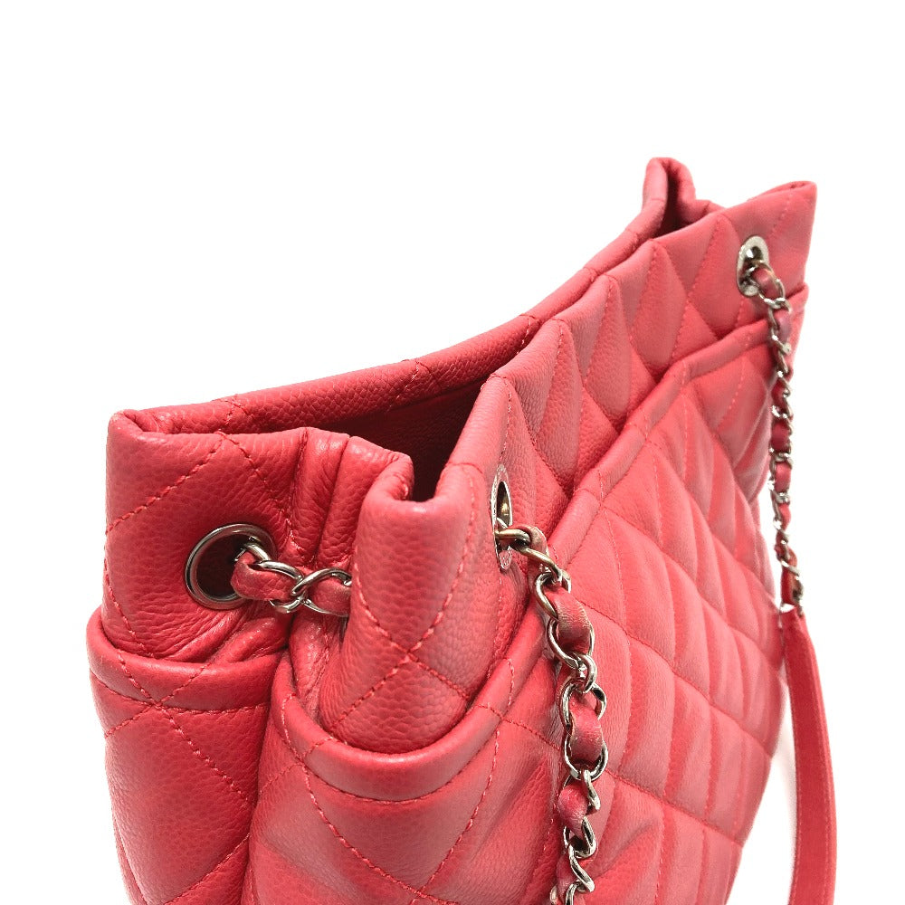 CHANEL Tote Bag A67921 Caviar skin pink CC COCO Mark Matrasse Women Used Authentic