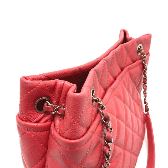 CHANEL Tote Bag A67921 Caviar skin pink CC COCO Mark Matrasse Women Used Authentic