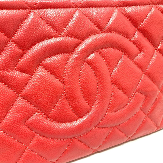CHANEL Tote Bag A67921 Caviar skin pink CC COCO Mark Matrasse Women Used Authentic