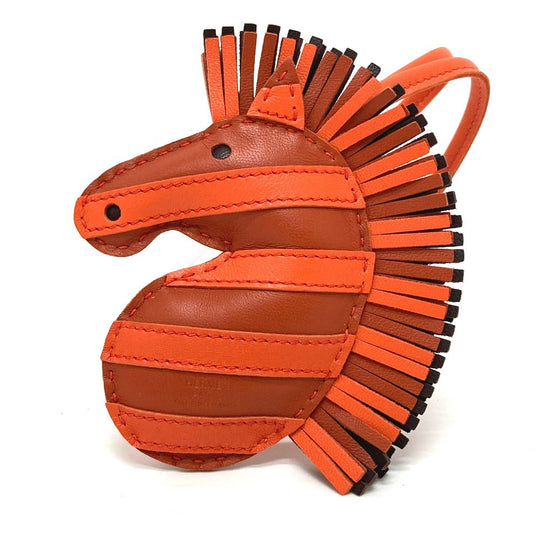 HERMES Bag charm Anyo Miro Orange zebra Gee Gee Savannah Women Used Authentic