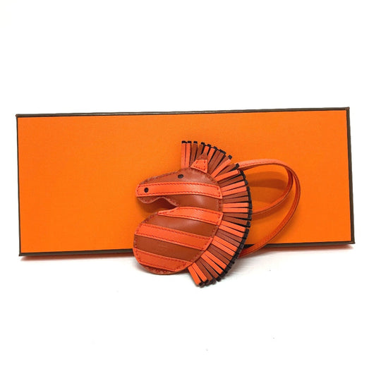 HERMES Bag charm Anyo Miro Orange zebra Gee Gee Savannah Women Used Authentic