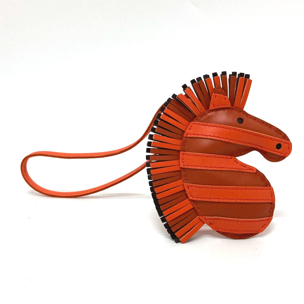 HERMES Bag charm Anyo Miro Orange zebra Gee Gee Savannah Women Used Authentic